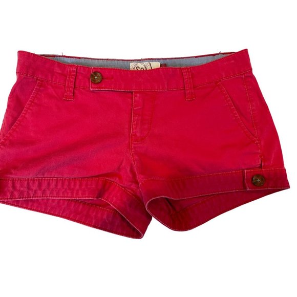 SO Womens Shorts Low Rise Chino Stretch Lightweight Cotton Blend Red Size 3 - Picture 1 of 9